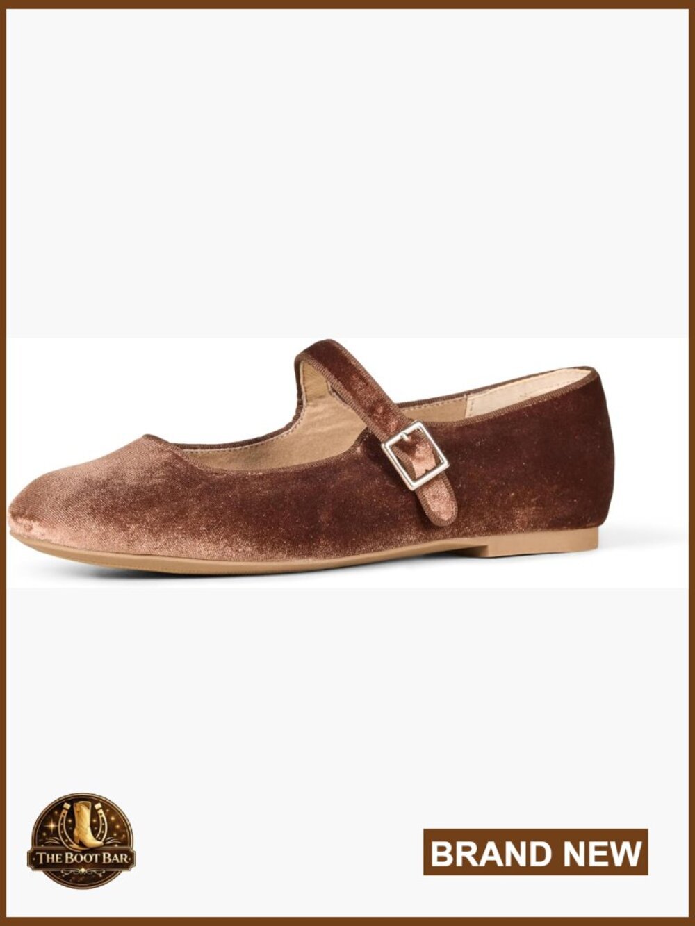 Women's Velvet Mary Jane Ballet Flat with Buckle Strap